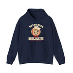 Bremerton Bluejackets Hoodie in navy with the Bremerton Bluejackets logo, a smiling baseball in a sailor cap and red neckerchief on the front