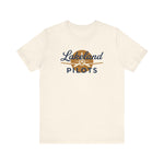 Lakeland Pilots Premium Lightweight T-Shirt in natural with the airplane propeller nose art over bold navy block lettering on the front