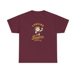 Lansing Senators Heavyweight T-Shirt in maroon with the laurel crowned boy tossing a baseball inside a maroon diamond on the front