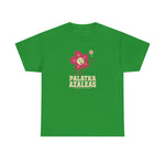 Palatka Azaleas Heavyweight T-Shirt in irish green with the smiling pink flower mascot with two baseballs above it on the front