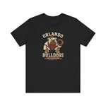 Orlando Bulldogs Premium Lightweight T-Shirt in black with the crouching bulldog catcher in brown gear holding a mitt on the front