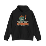 Miami Miners Hoodie in black with the Miami Miners logo, a smiling ore cart holding a bat on a mine track on the front