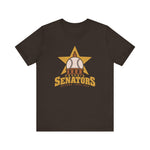 Phoenix Senators Premium Lightweight T-Shirt in brown with the Phoenix Senators logo, a baseball as the capitol dome in front of a gold star on the front